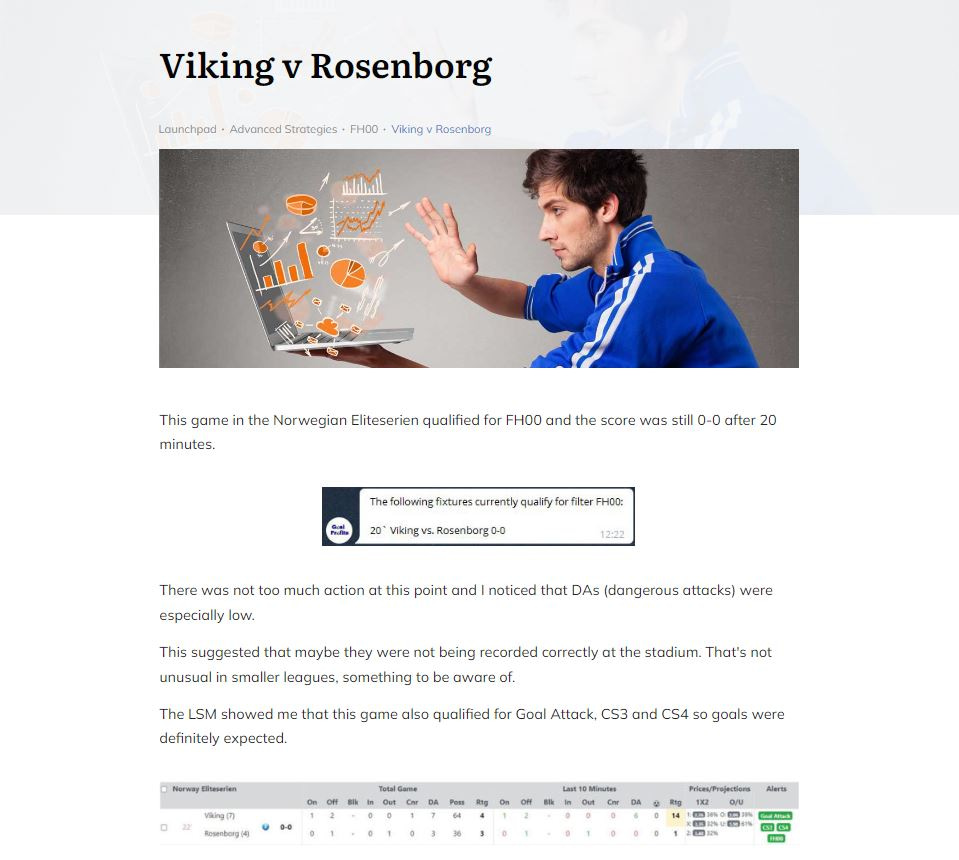 Viking v Rosenborg trade example in our Launchpad football trading course