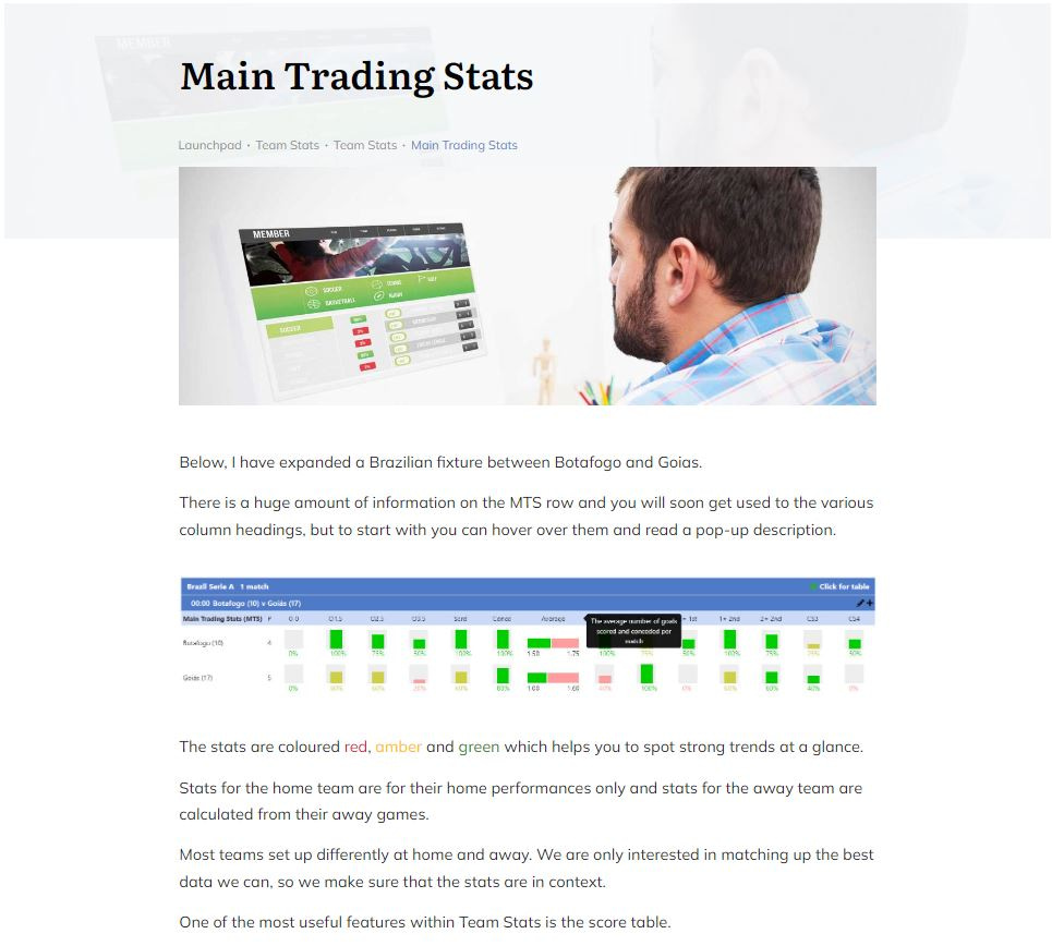 Main Trading Stats lesson in our Launchpad football trading course