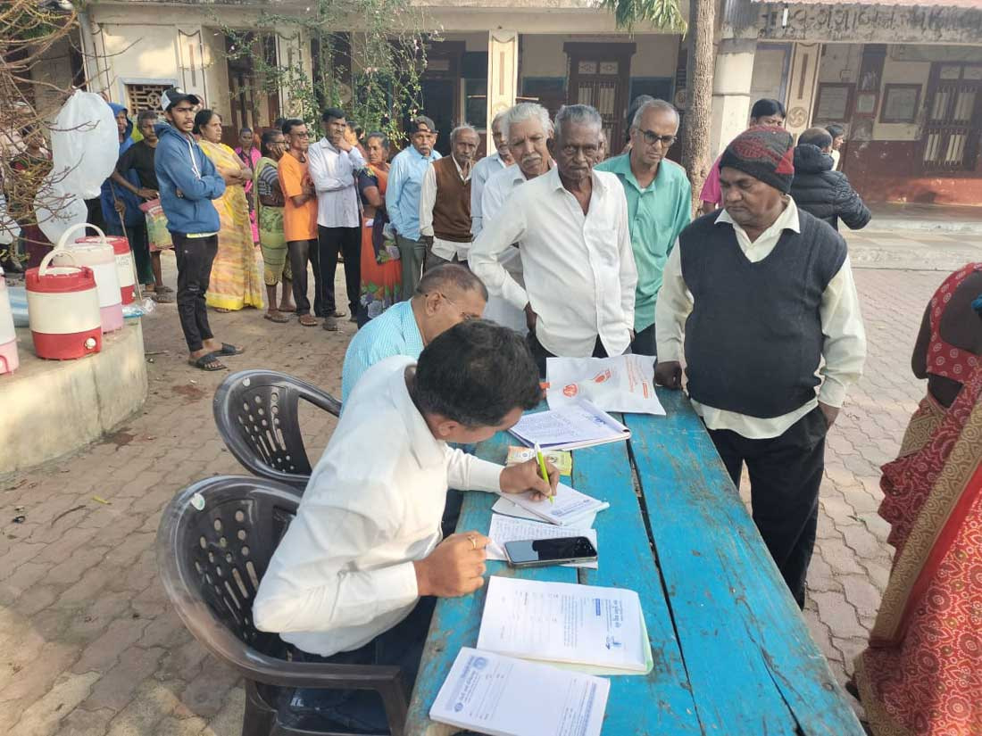 Patient registration at the Eye Camp held in the village of Kadoli, India in December 2023